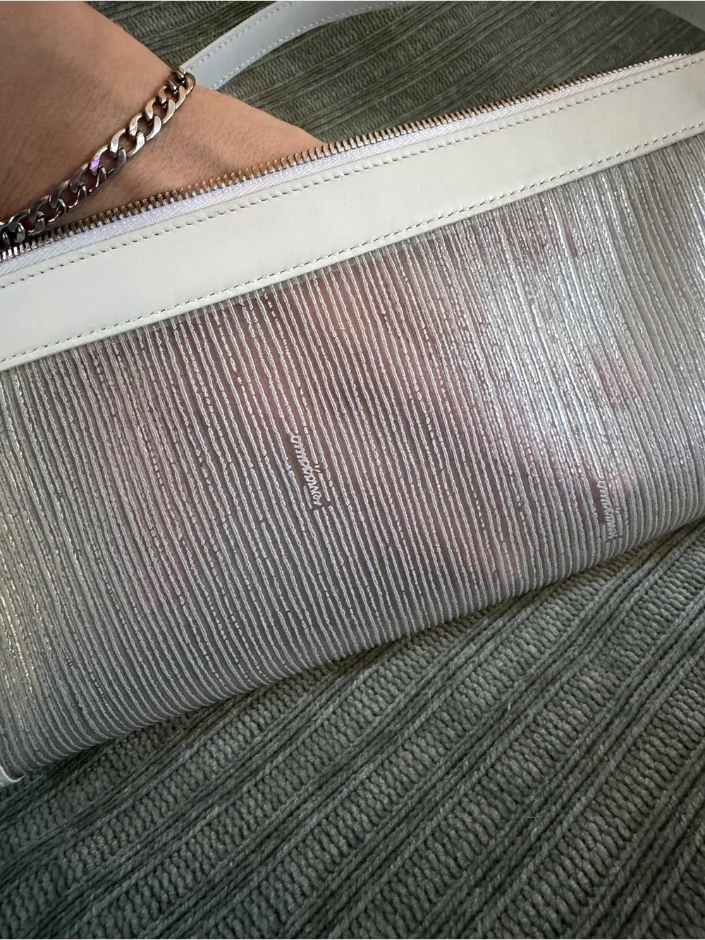 Salvatore Ferragamo White and Clear Shoulder Bag Pochette
